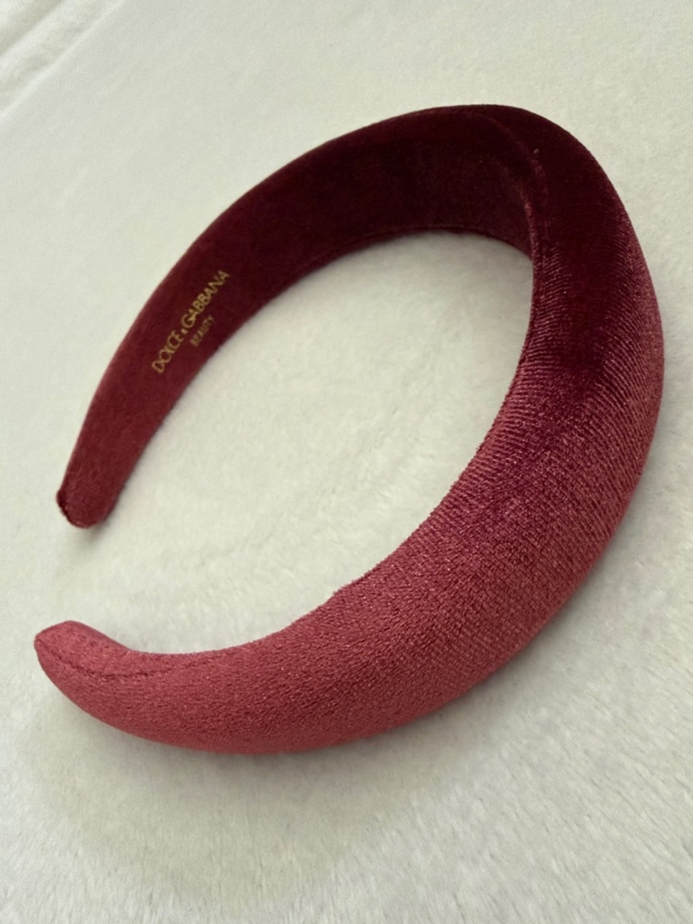 {NEW} Dolce & Gabbana Beauty | Padded Plush Velvet Headband Deep Mauve Burgundy - Picture 10 of 15